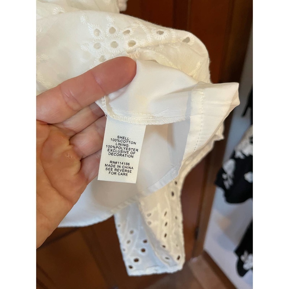 Adyson Parker Long Sleeve Cotton Eyelet Dress in Cloud White - Picture 5 of 6